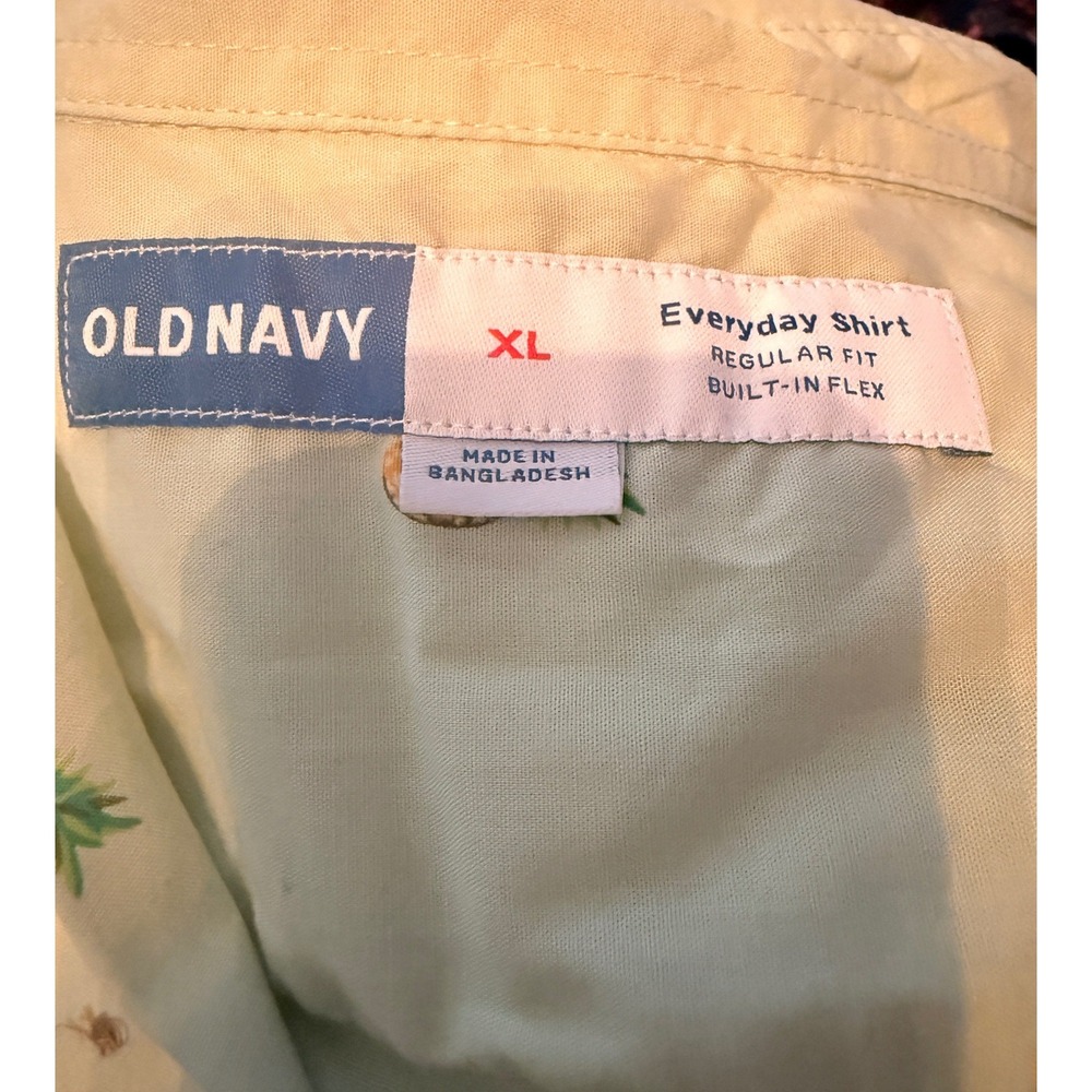 Coastal Casual Vacation Old Navy Mens XL Pineapple Shirt Regular Fit Sage Green - Picture 7 of 7